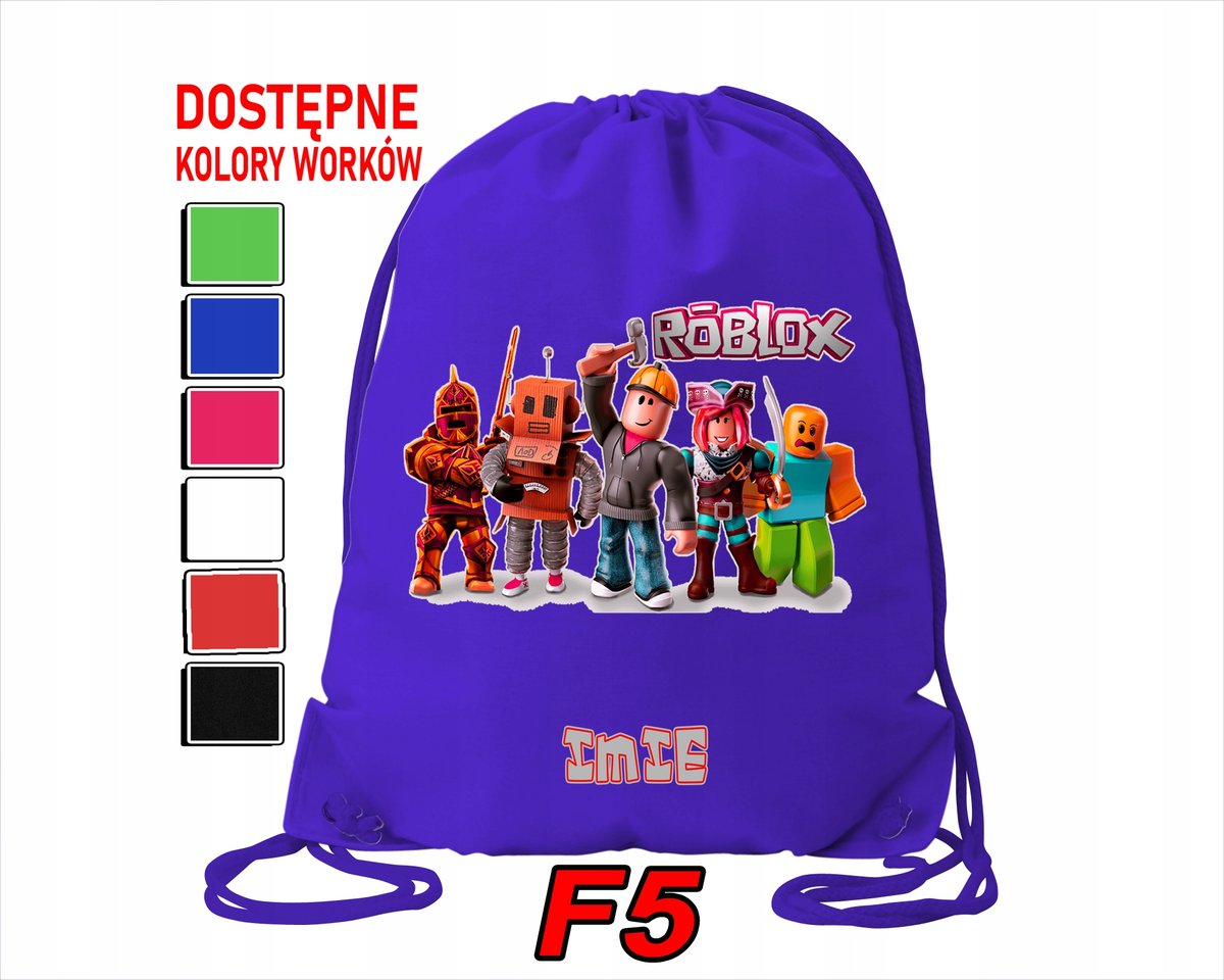WOREK SZKOLNY NA WF TRENING SPORTOWY Z NADRUKIEM ROBLOX - IMIĘ