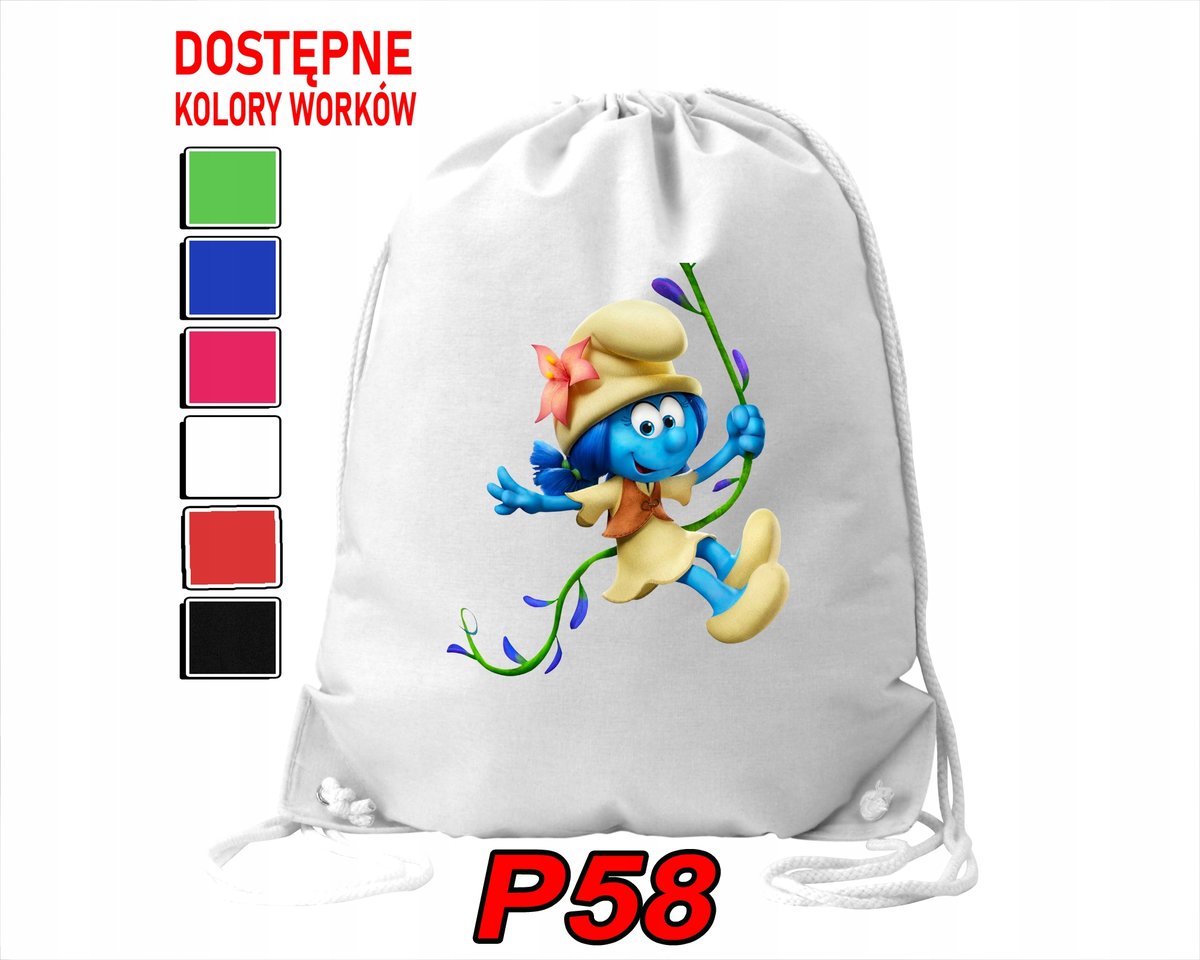 WOREK SZKOLNY NA WF BUTY SPORTOWY DLA DZIECKA SMERFY 5 WZORÓW + IMIĘ