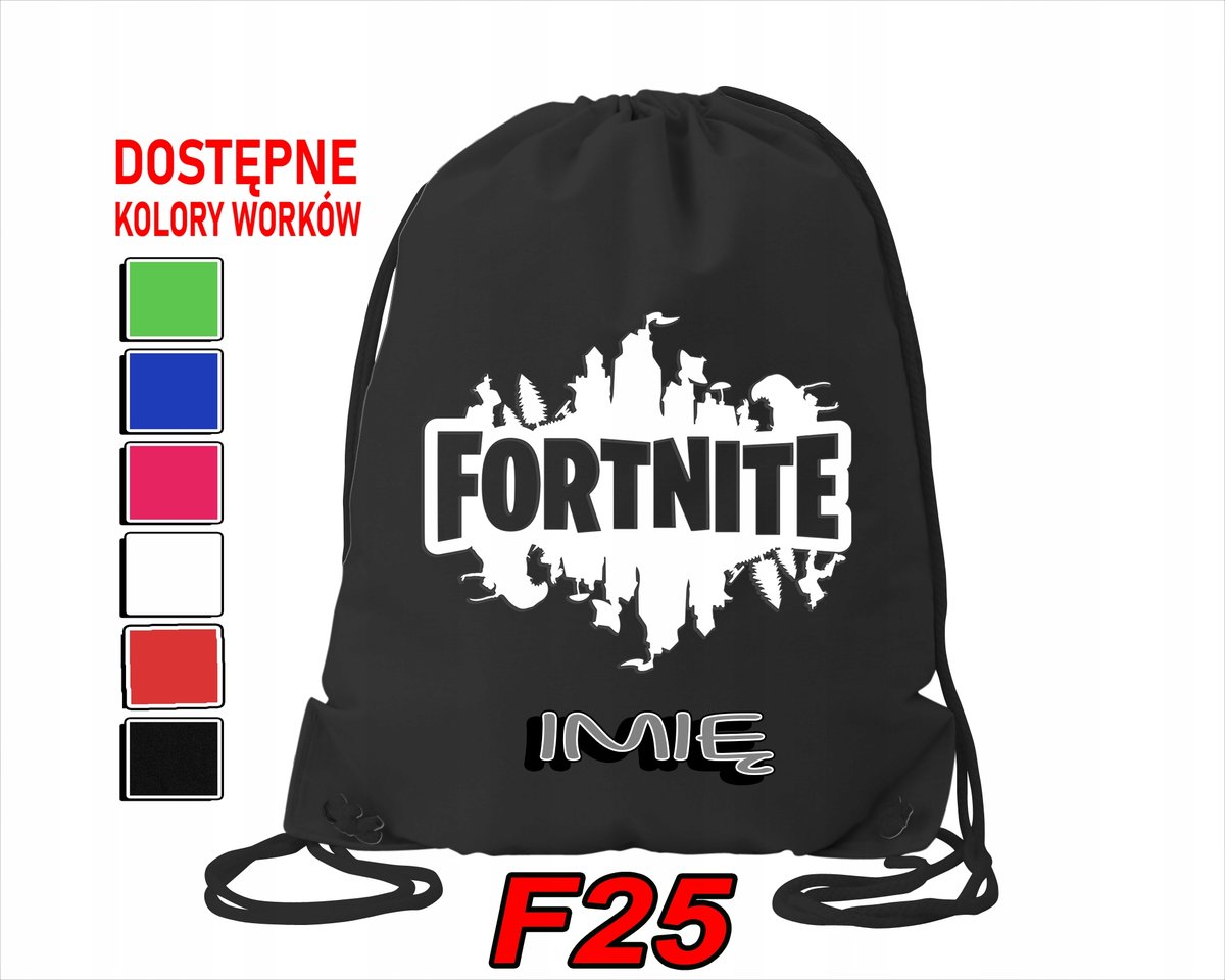 WOREK SZKOLNY NA WF TRENING SPORTOWY Z NADRUKIEM FORTNAIT - IMIĘ