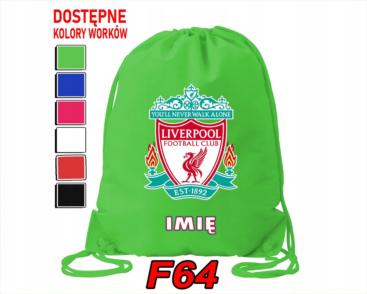 WOREK SZKOLNY NA WF SPORTOWY LIVERPOOL FC PIŁKA NOŻNA KLUBY - IMIĘ