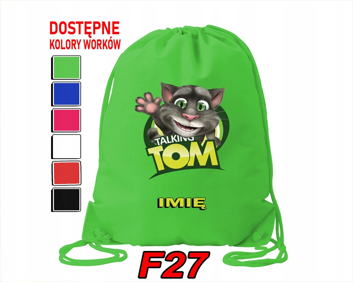 WOREK SZKOLNY NA WF TRENING SPORTOWY Z NADRUKIEM MY TALKIN TOM -IMIĘ