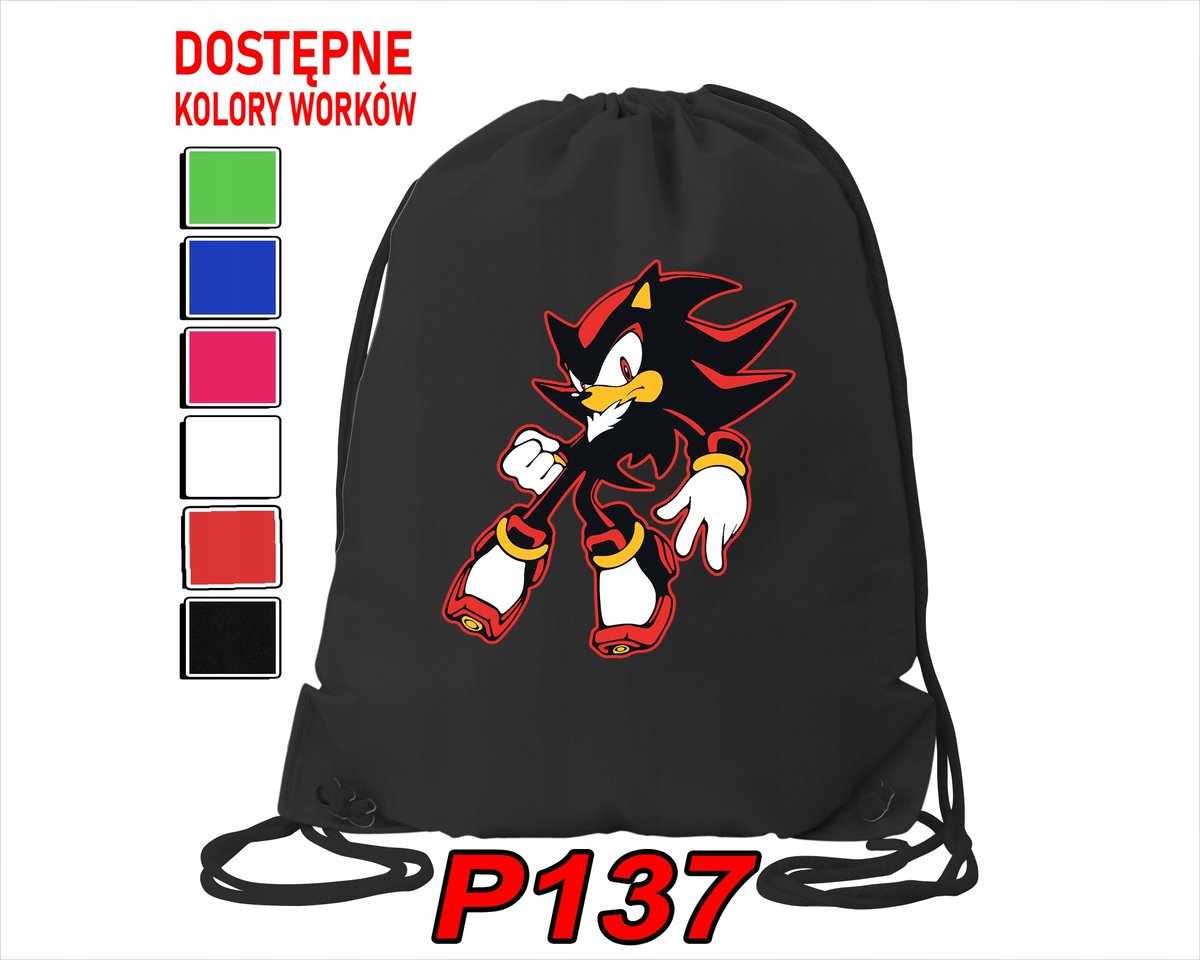 WOREK SZKOLNY NA WF BUTY SPORTOWY DLA DZIECKA SONIK 5 WZORÓW + IMIĘ