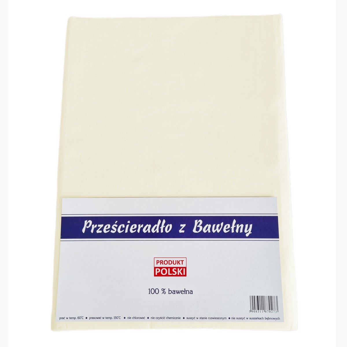 Prześcieradło bawełniane bez gumki 180x200 noris ecru