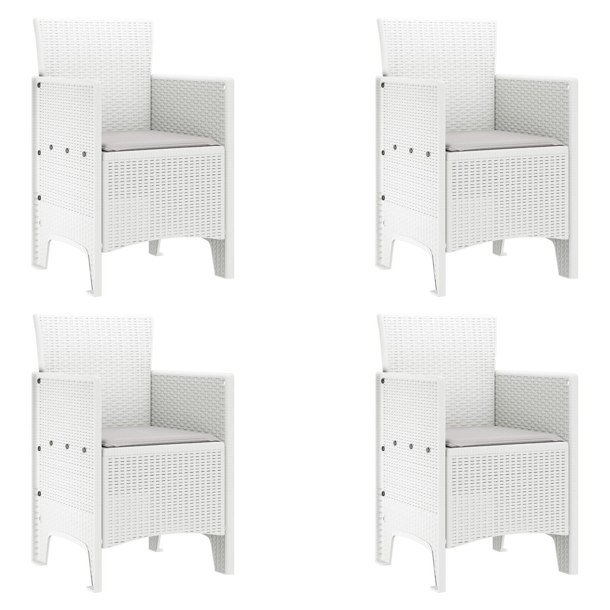 Krzesło ogrodowe vidaXL Zestaw 4 Białe Rattan Standard Trwałe
