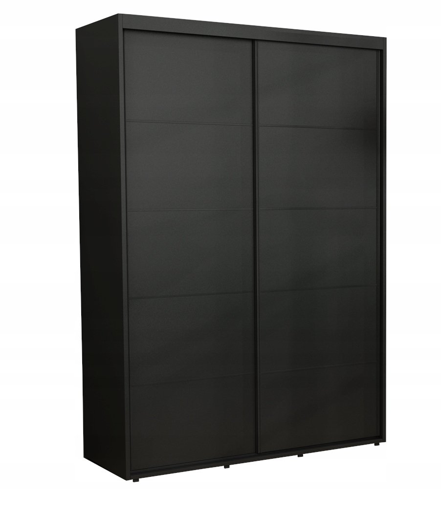 Nowoczesna Szafa Przesuwna Iga Paski Czarne 150x242 Czarny