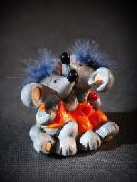 Ceramiczne Figurki Myszek z Puchowymi Czuprynami