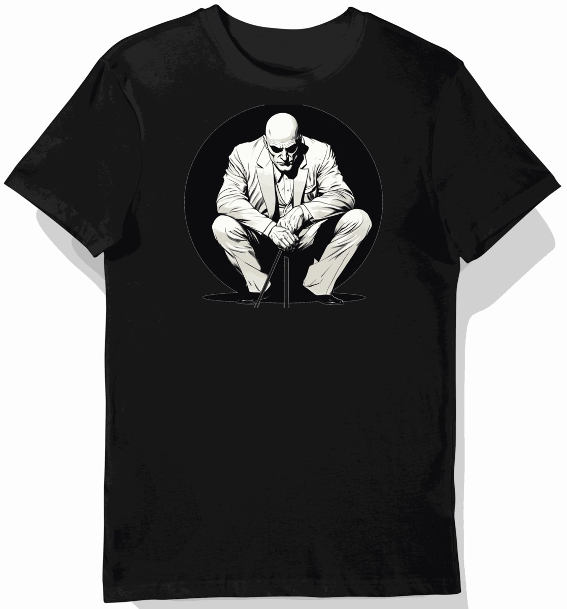 Koszulka męska czarna z motywem eleganckiego czarnego laski 3XL