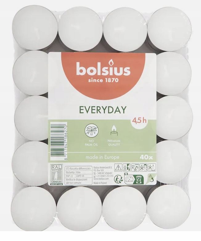 Świeca tealight parafinowa EVERYDAY wkłady podgrzewacze białe 40 szt.