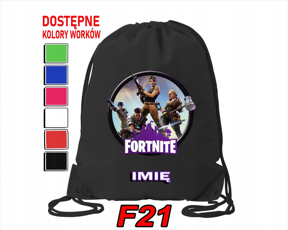 WOREK SZKOLNY NA WF TRENING SPORTOWY Z NADRUKIEM FORTNAIT - IMIĘ