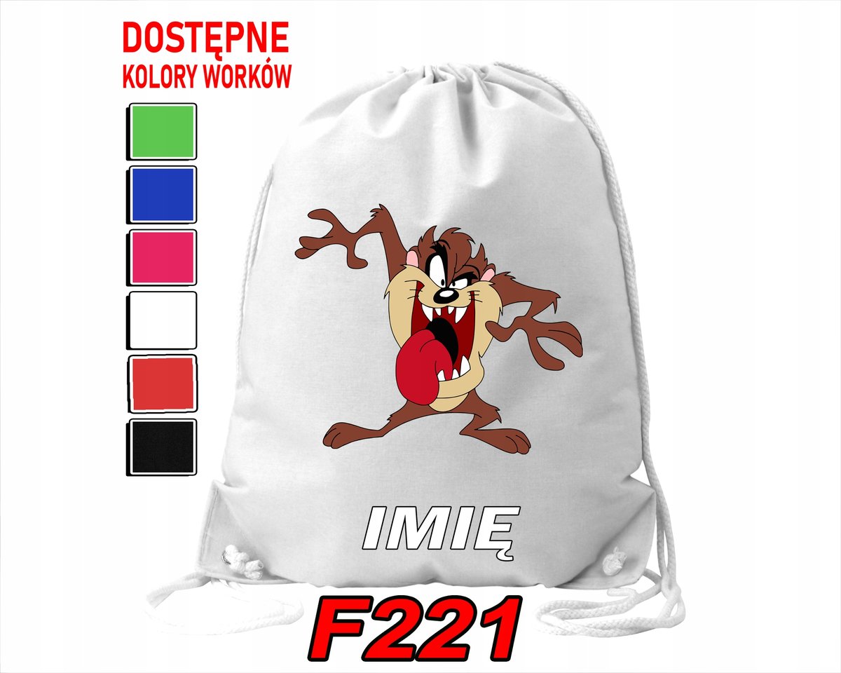 WOREK SZKOLNY NA WF SPORTOWY NA BUTY DIABEŁ TASMAŃSKI TAZ- IMIĘ