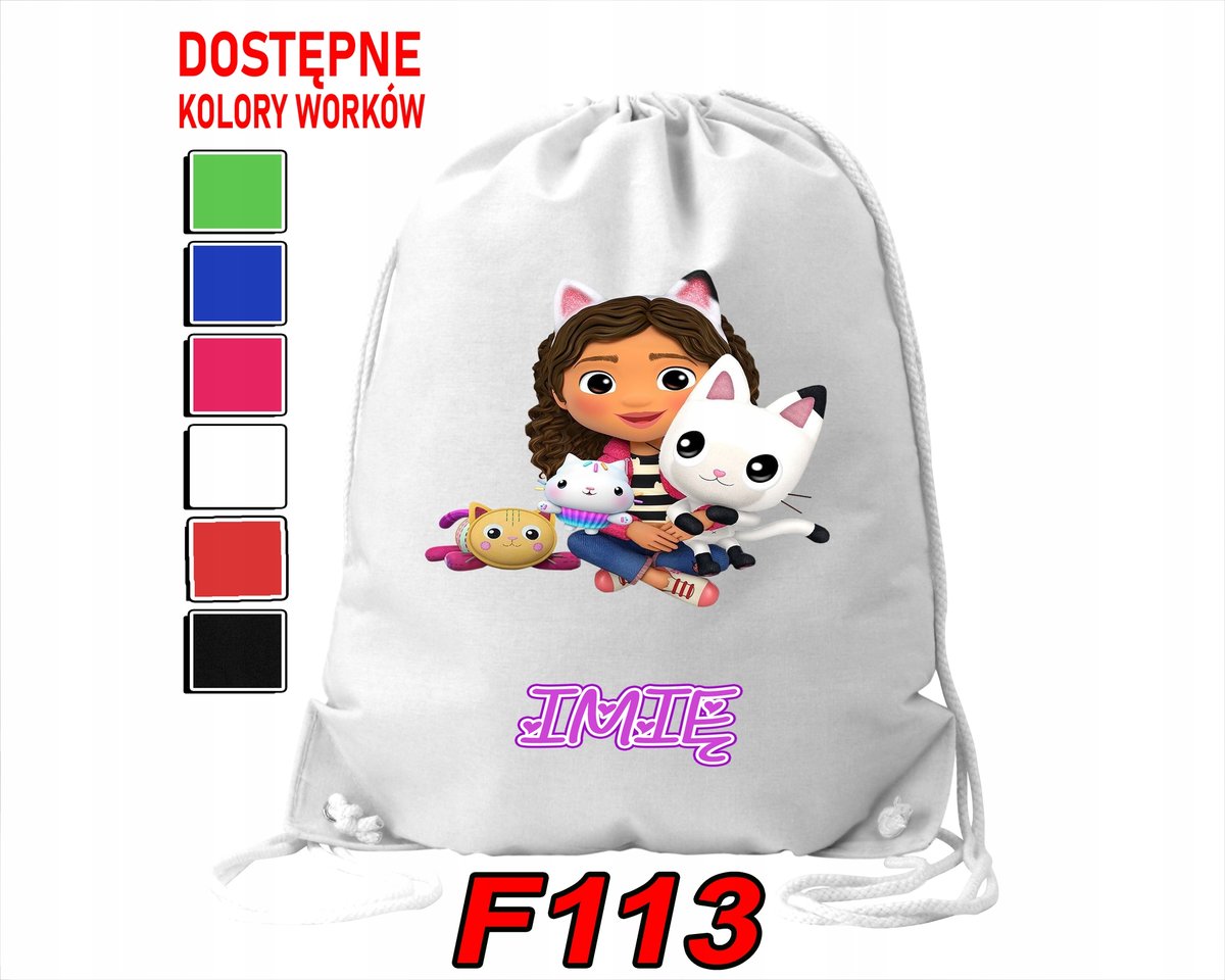 WOREK SZKOLNY NA WF SPORTOWY GABI, GAZU PIESKI, MAŁY ANIOŁEK - IMIĘ