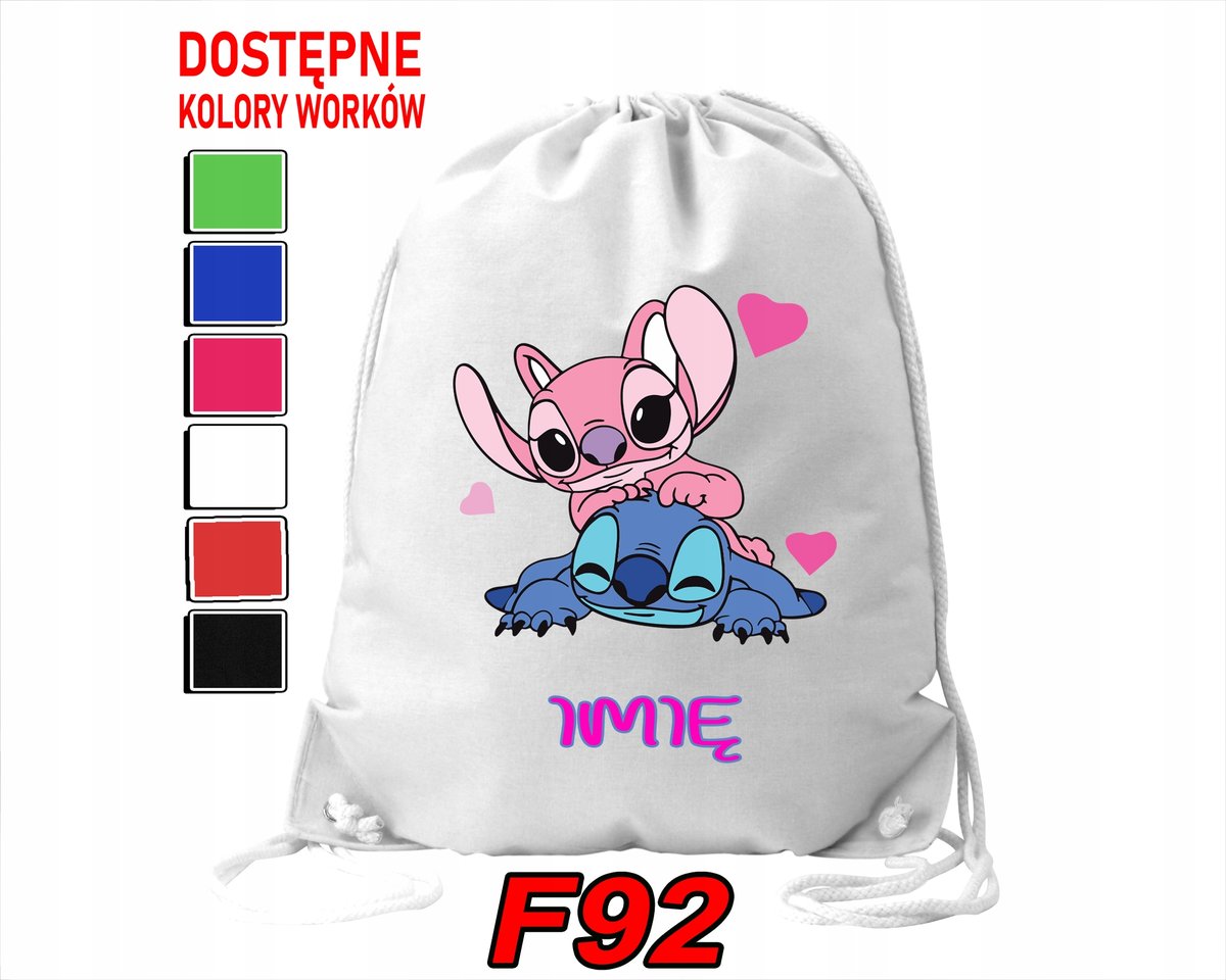 WOREK SZKOLNY NA WF TRENING LILO & STICZ & ANGEL SŁODZIAKI - IMIĘ