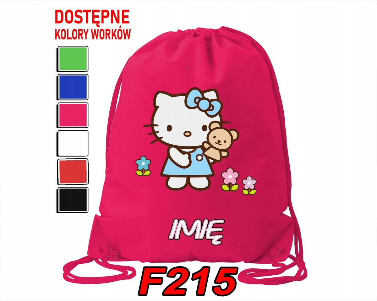 WOREK SZKOLNY NA WF SPORTOWY NA BUTY HELLO KITTY KOTEK SŁODZIA- IMIĘ