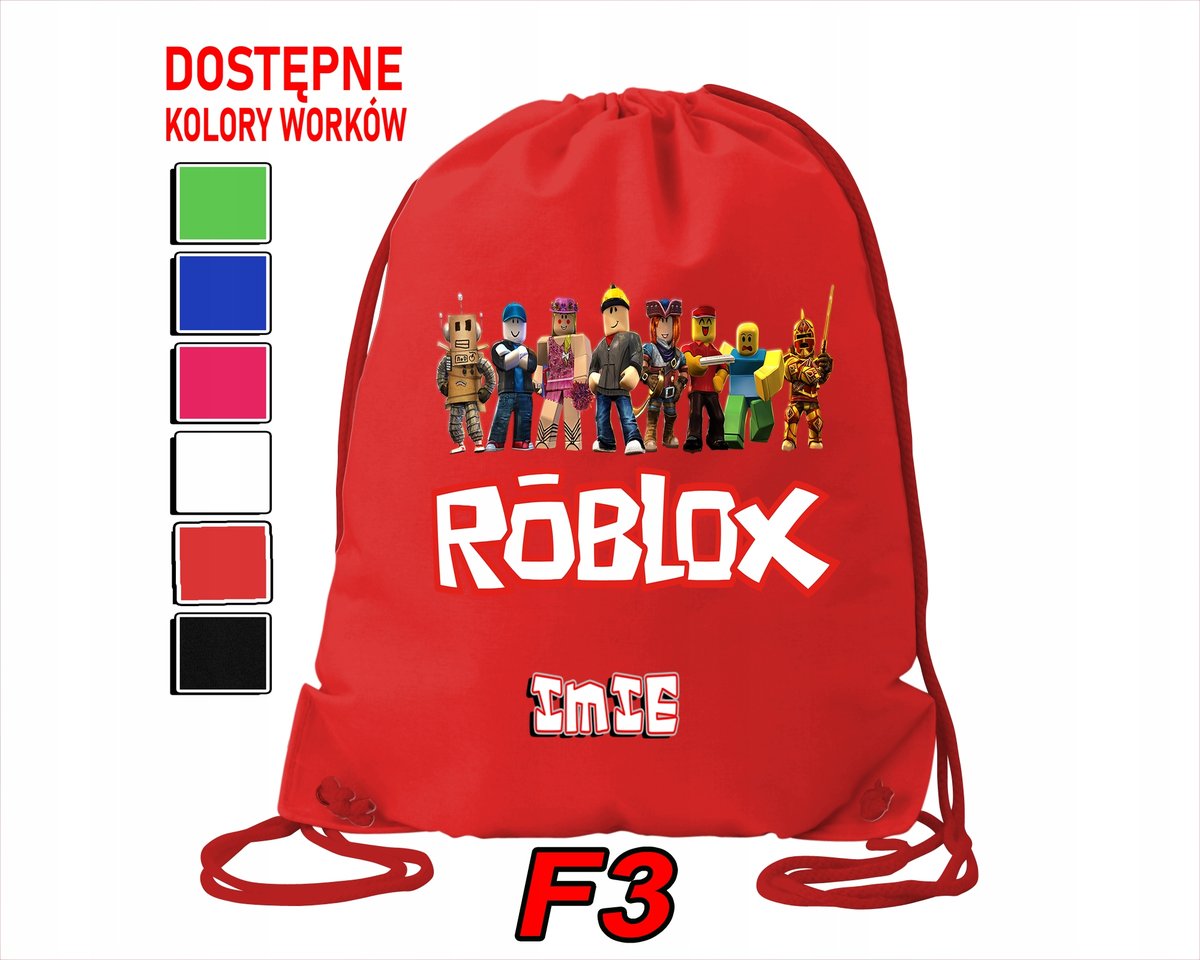 WOREK SZKOLNY NA WF TRENING SPORTOWY Z NADRUKIEM ROBLOX - IMIĘ