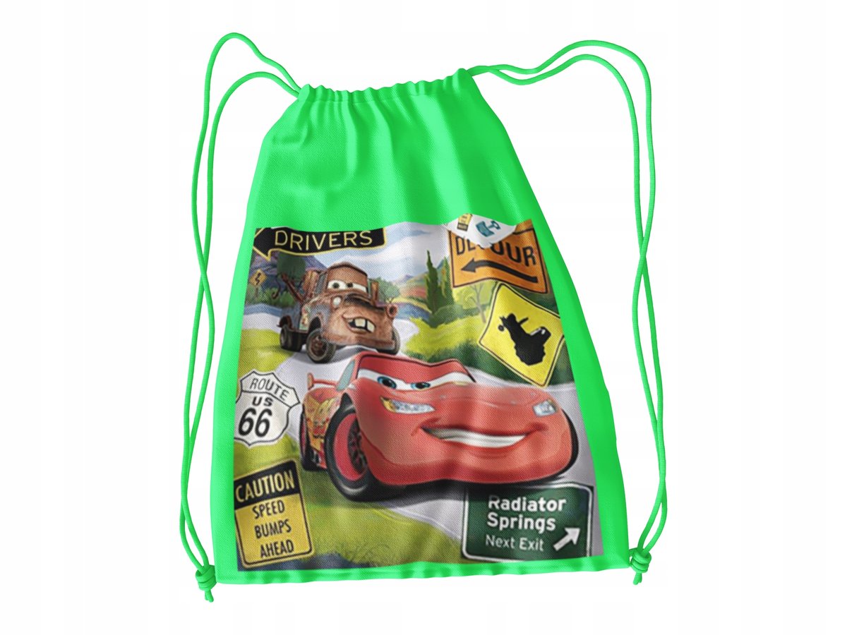 WOREK DO SZKOŁY WF/BUTY CZERWONE AUTO AUTA + IMIĘ