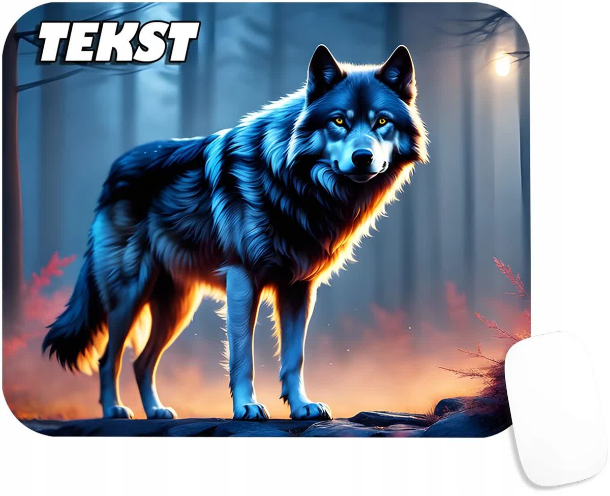 PODKŁADKA POD MYSZKĘ Z NADRUKIEM WILK DRAPIEŹNIK WOLF -TEKST -20X24