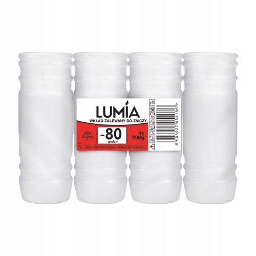 Wkład ZALEWANY olejowy do zniczy LUMIA 15 cm WYSOKI 200g nie kopci 4 szt