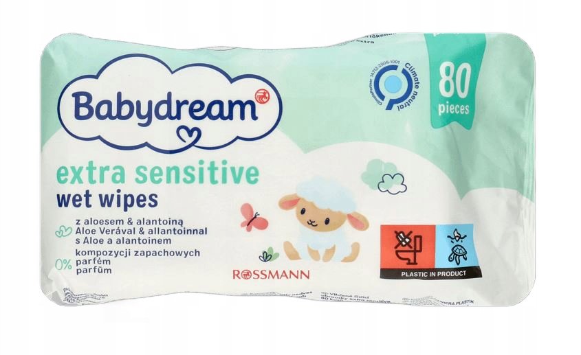 Babydream chusteczki nawilżane Extra Sensitive 80