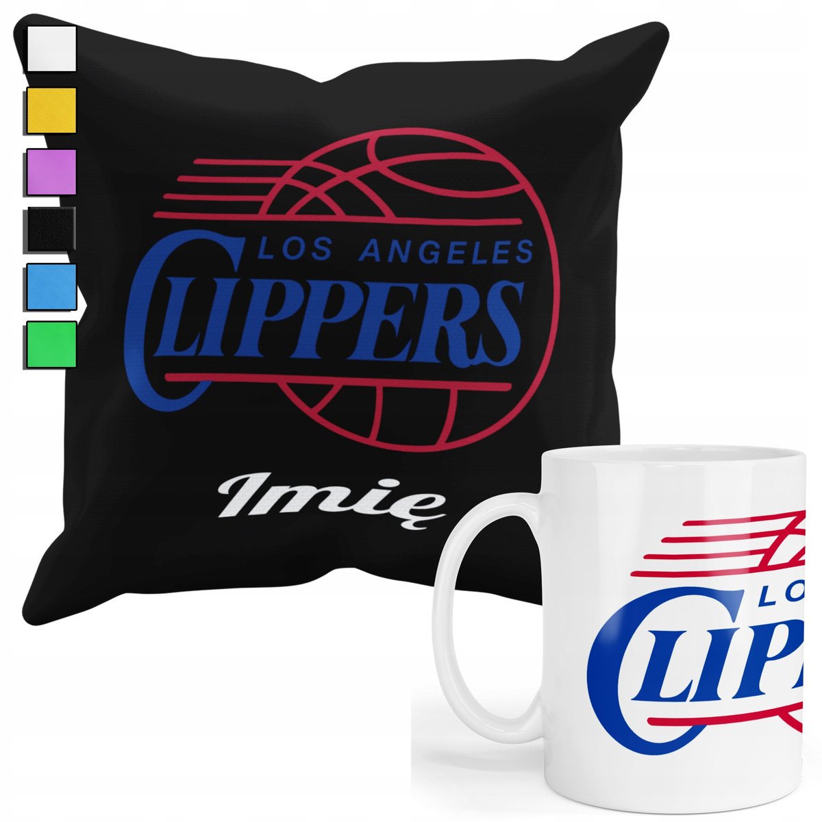 ZESTAW KUBEK + PODUSZKA Z POSZEWKĄ- PREZENT DLA FANA NBA LA CLIPPERS + IMIĘ