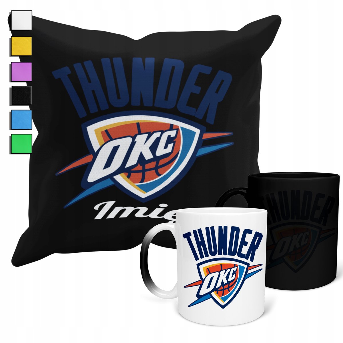 ZESTAW KUBEK MAGICZNY + POSZEWKA Z PODUSZKĄ- OKLAHOMA CITY THUNDER + IMIĘ