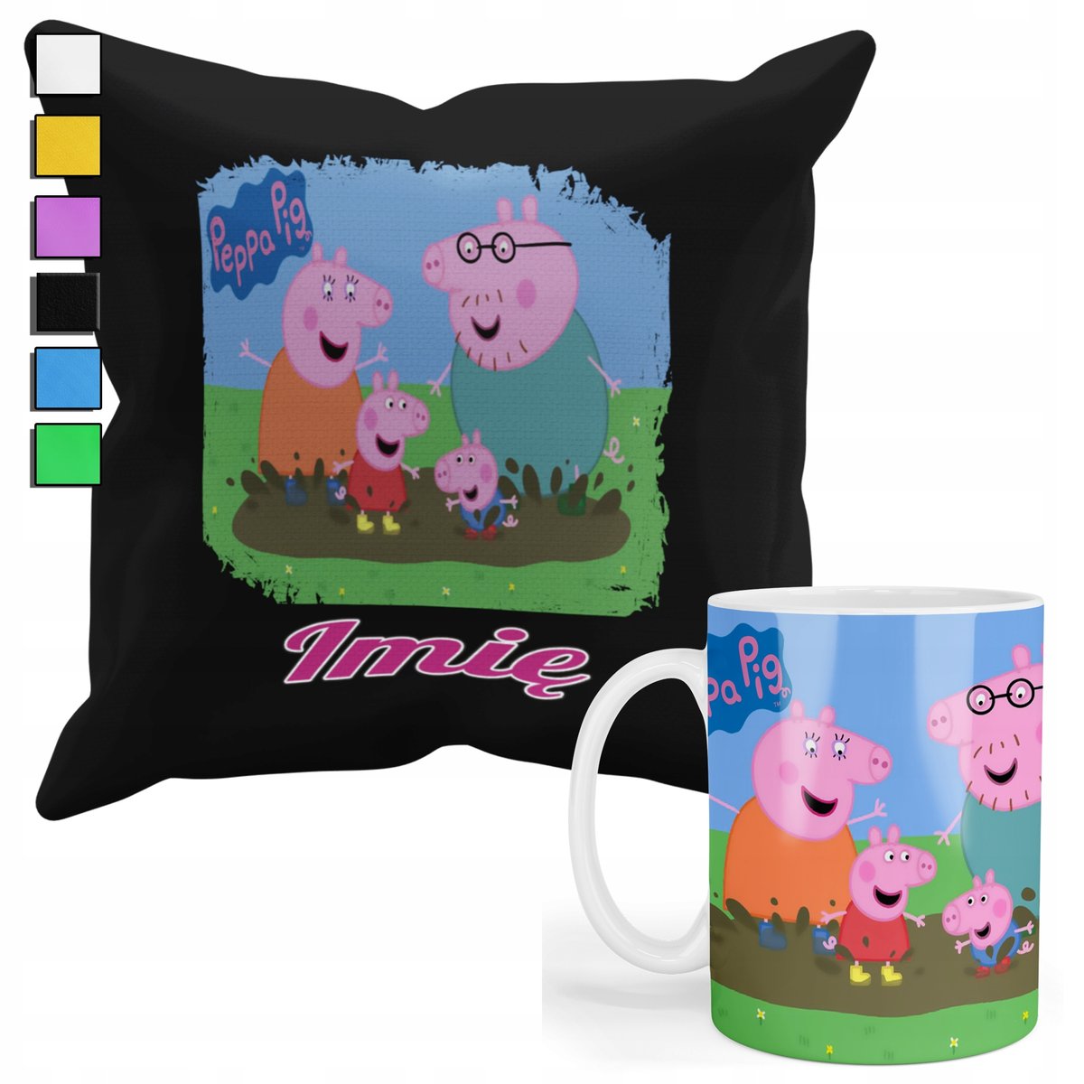 ZESTAW KUBEK + PODUSZKA Z POSZEWKĄ- PREZENT DLA FANA BAJKA DLA DZIECI + IMI