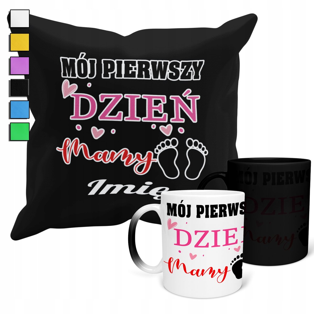 ZESTAW KUBEK MAGICZNY + POSZEWKA Z PODUSZKĄ-DZIEŃ MAMY MATKI PREZENT + IMIĘ