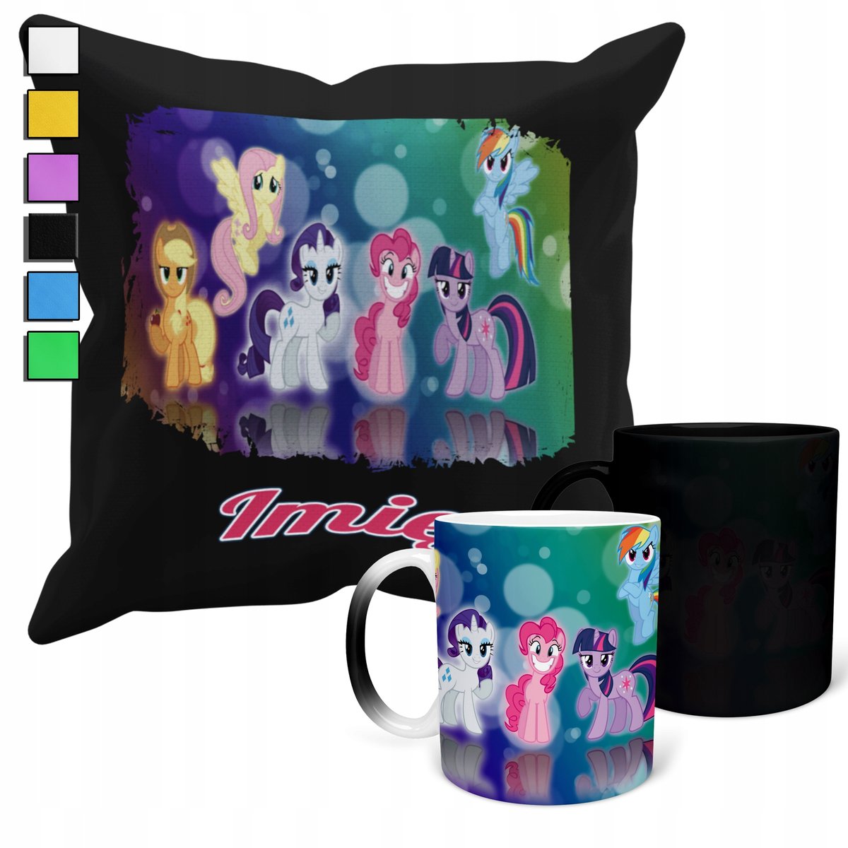 ZESTAW KUBEK MAGICZNY ZMIENIAJĄCY KOLOR + POSZEWKA MY LITTLE PONY + IMIĘ