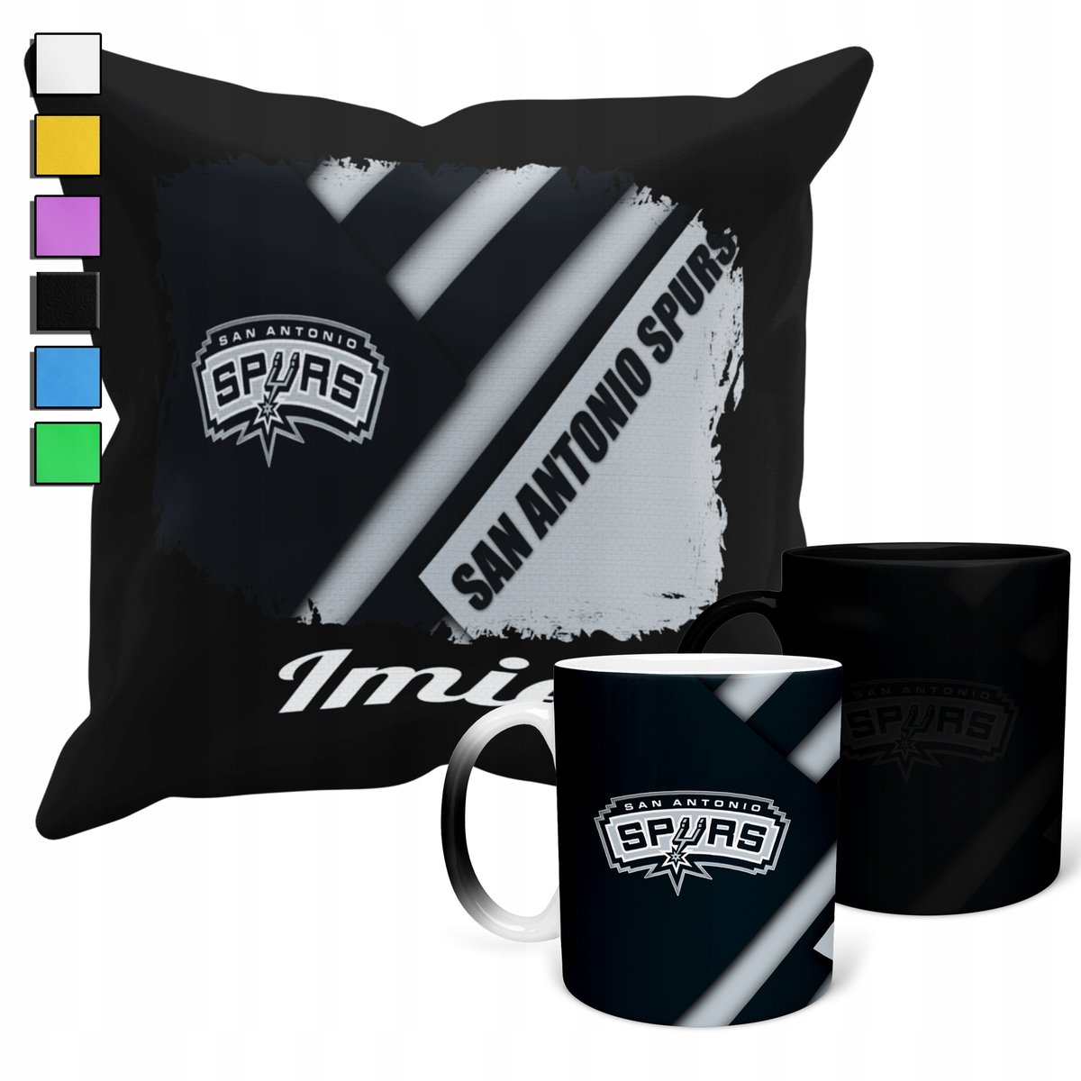 ZESTAW KUBEK MAGICZNY + POSZEWKA Z PODUSZKĄ- NBA SAN ANTONIO SPURS + IMIĘ