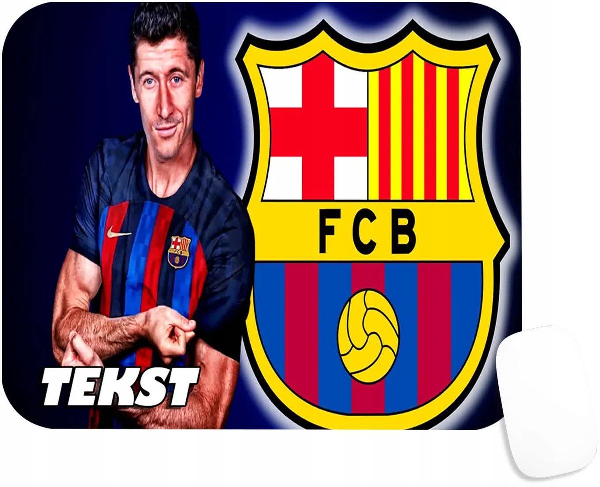 PODKŁADKA POD MYSZKĘ Z NADRUKIEM LEWANDOWSKI BARCELONA -TEKST -20X24