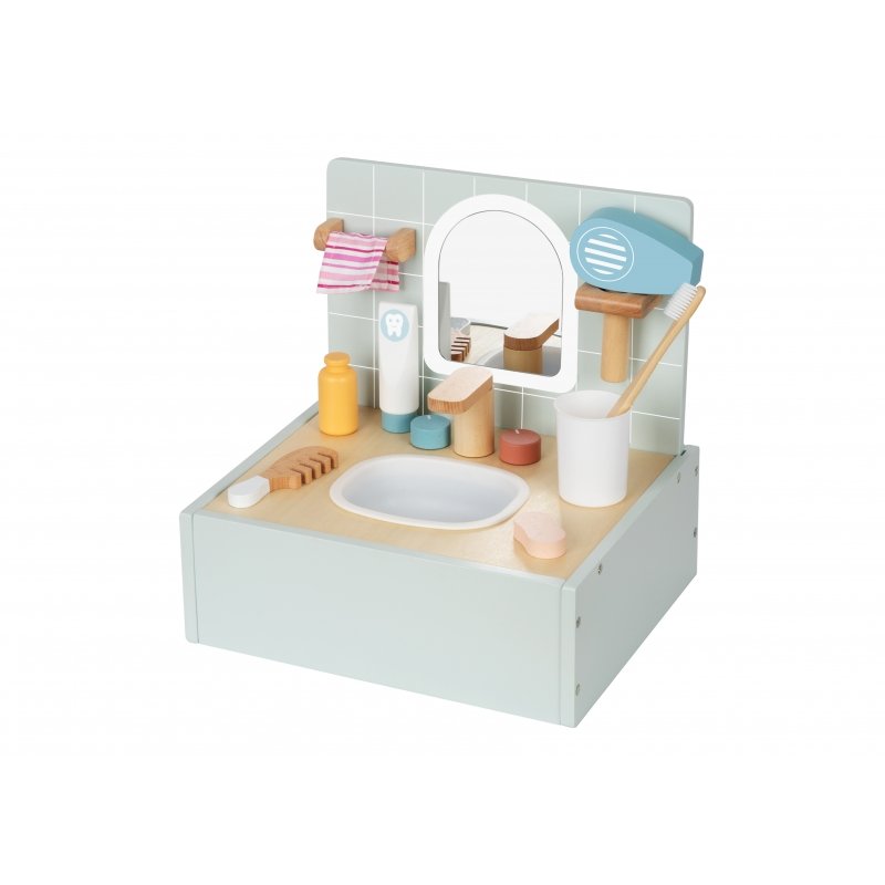 KOLOROWA TOALETA DREWNIANA ŁAZIENKA Z AKCESORIAMI