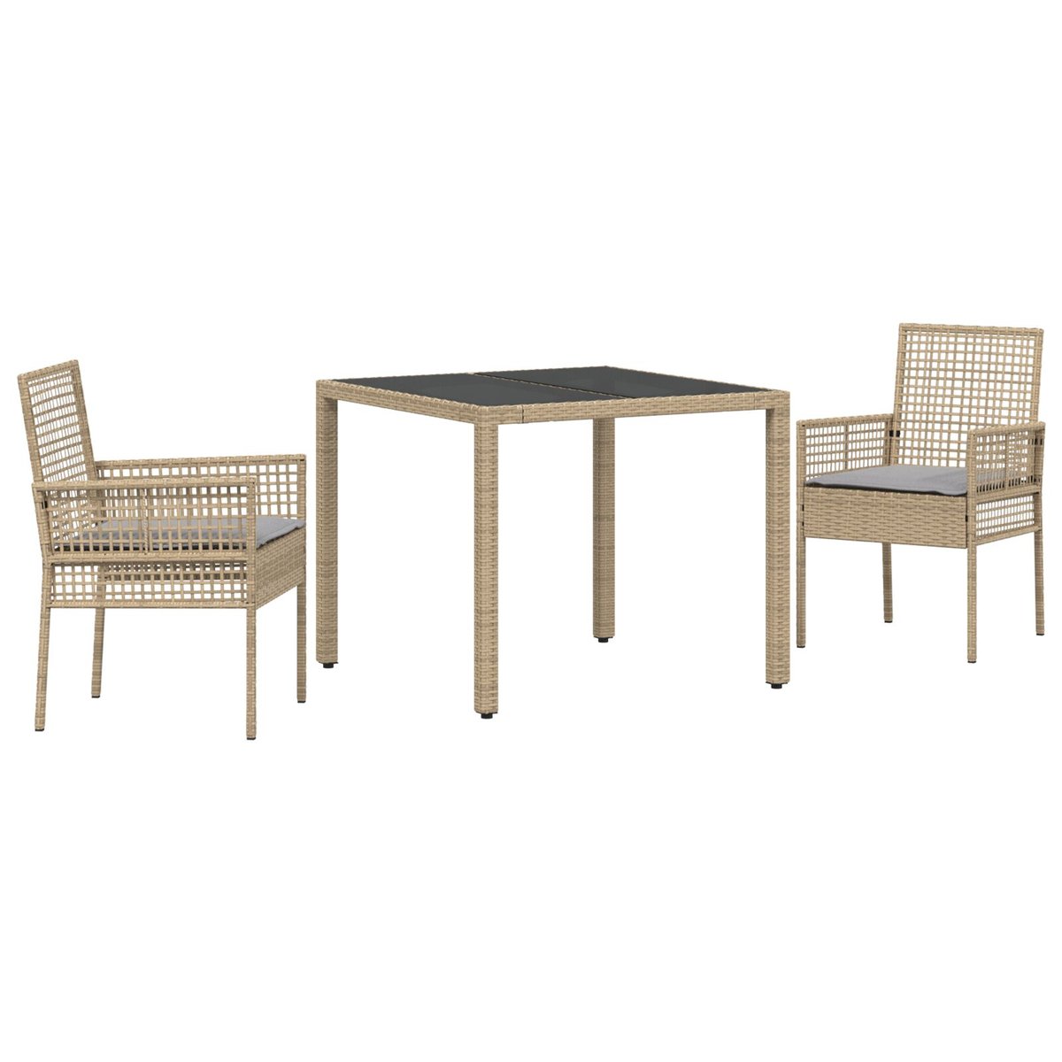 vidaXL Zestaw 2 Beżowy Polirattan 90 x 90 x 75 cm