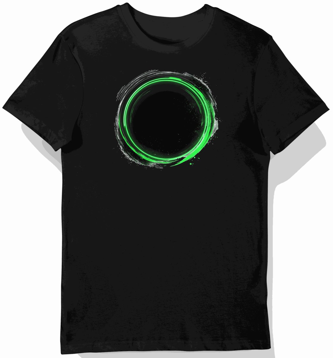 Koszulka męska czarna z nadrukiem esportowym w zieleni M