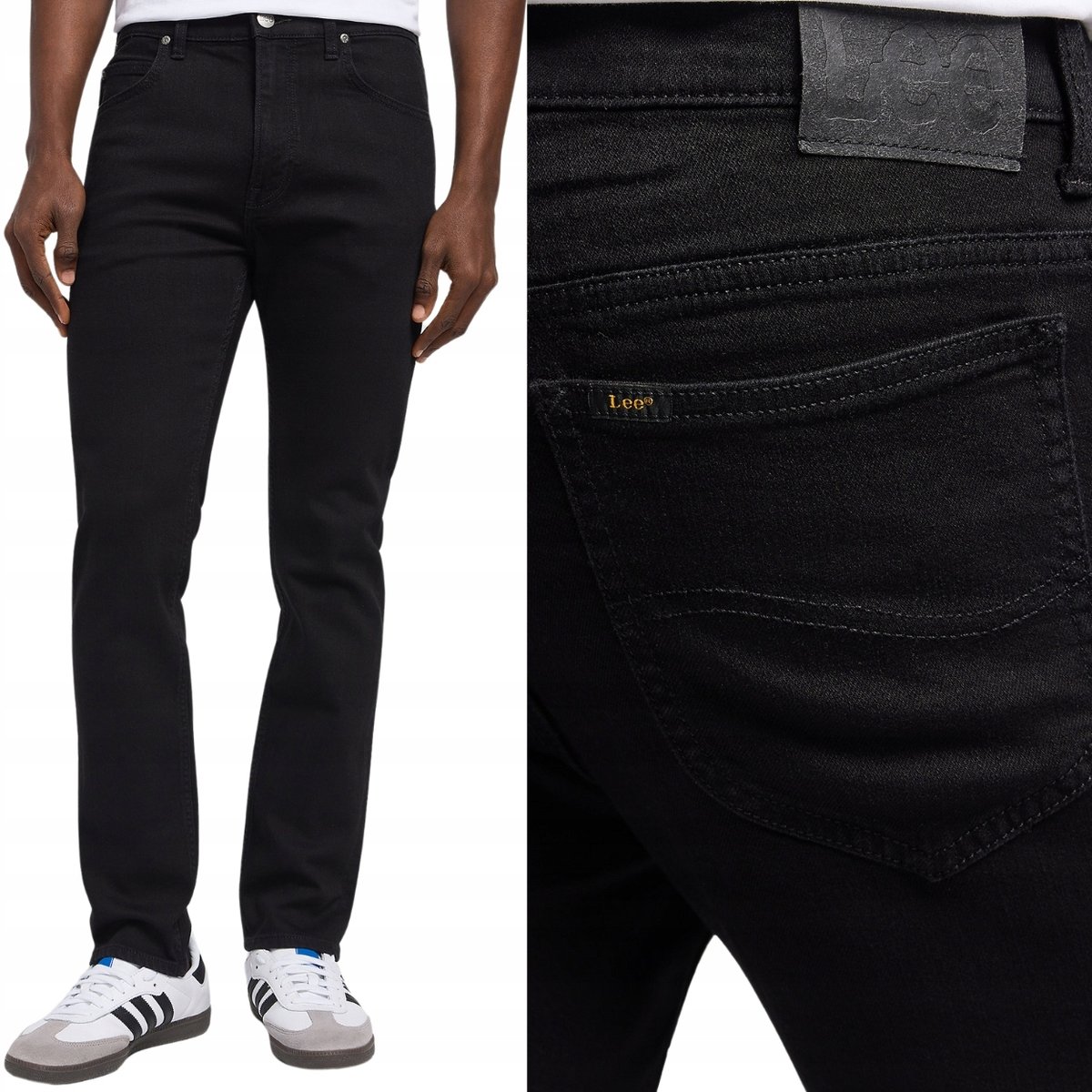 Lee RIDER SLIM Clean Black DOPASOWANE CZARNE SPODNIE JEANSOWE W32 L34