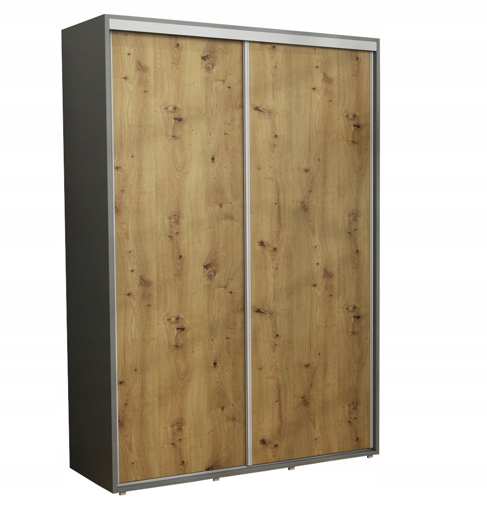 Nowoczesna Szafa Przesuwna Iga 150 x 242 ANTRACYT+ARTISAN Pojemna