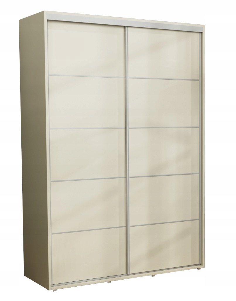 Nowoczesna Szafa Przesuwna Iga Paski Alu 120x242 Krem /Duża
