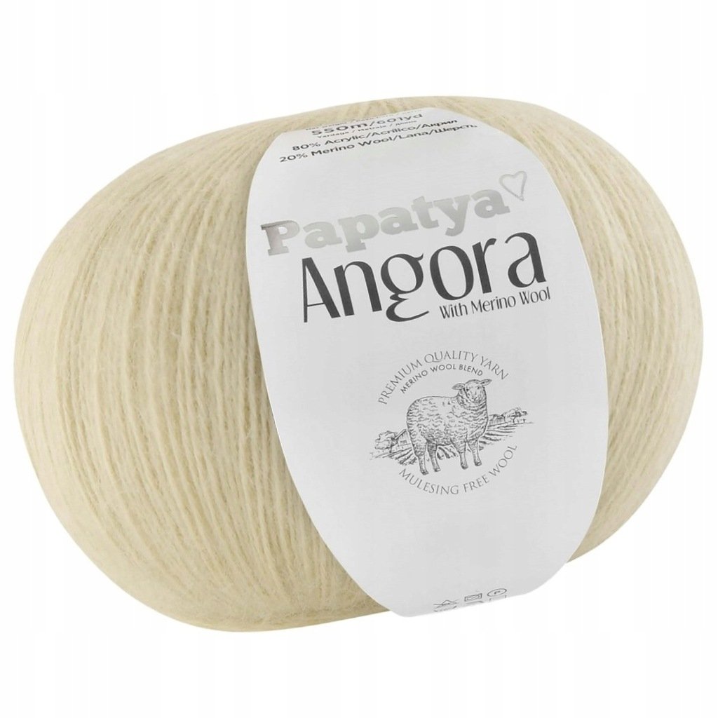 Włóczka PAPATYA ANGORA AKRYL 80% WEŁNA MERINO 20% 100g kolor BEŻOWY 9220