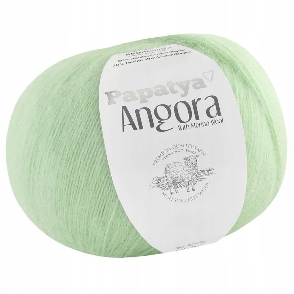Włóczka PAPATYA ANGORA AKRYL 80% WEŁNA MERINO 20% 100g kol PISTACJOWY 6530