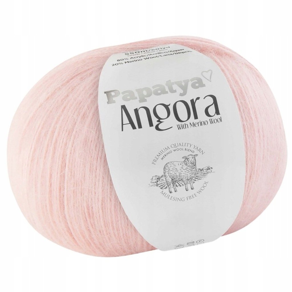 Włóczka PAPATYA ANGORA AKRYL 80% WEŁNA MERINO 20% 100g kolor RÓŻOWY 4420