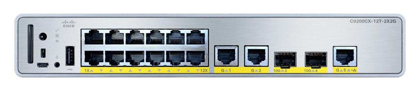Cisco C9200CX-12T-2X2G-A łącza sieciowe Zarządzany Gigabit Ethernet (10/100/1000) Obsługa PoE