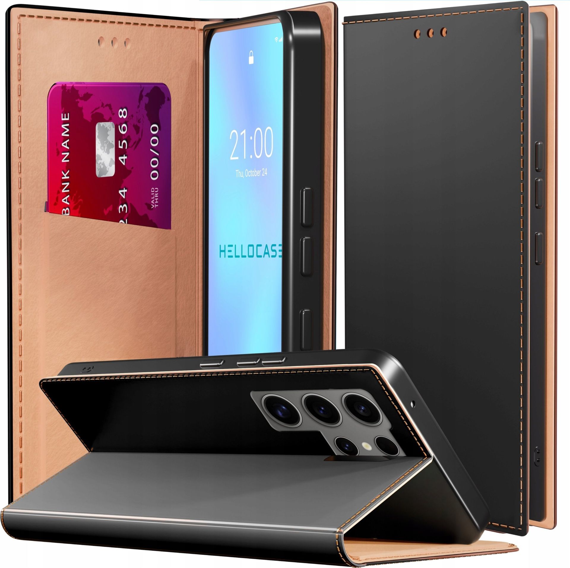 Etui z Klapką do Samsung Galaxy S25 Ultra Skórzane, Magnetyczne, Czarne