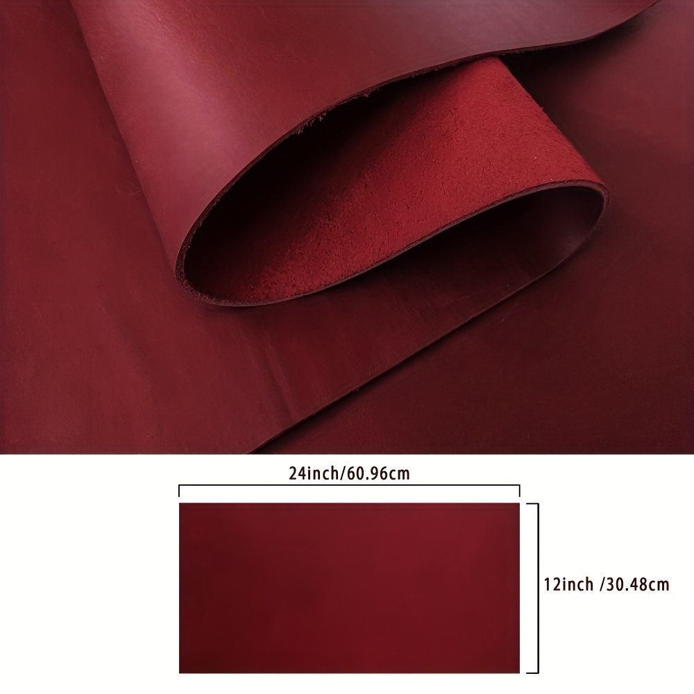 TEMU 1 szt. Prawdziwe skóry pełnego ziarna bydlęcej skóry, gruba 1,8-2,1 mm, burgundowy czerwony, wysokiej jakości materiał do rzemiosła na książki,