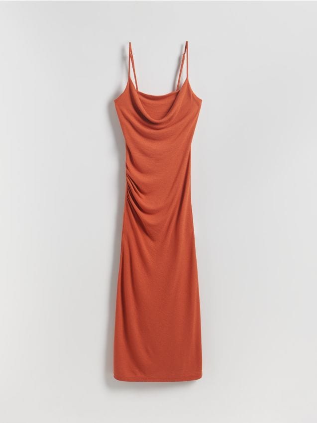 Reserved - Sukienka na ramiączkach z wiskoz - pomarańczowy