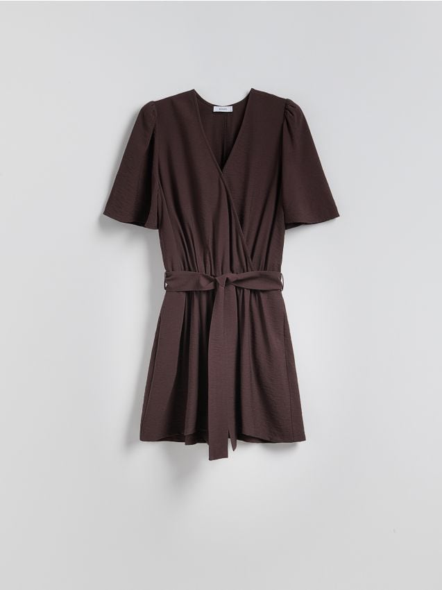 Reserved - Wiskozowy kombinezon - ciemnobrązowy