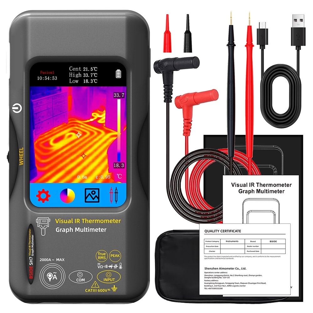 BSIDE SH7 Infrared Thermal Imager Multimeter 240x240Pixel 15 Color Modes 3 98' TFT Touch Screen USB Rechargeable Battery O