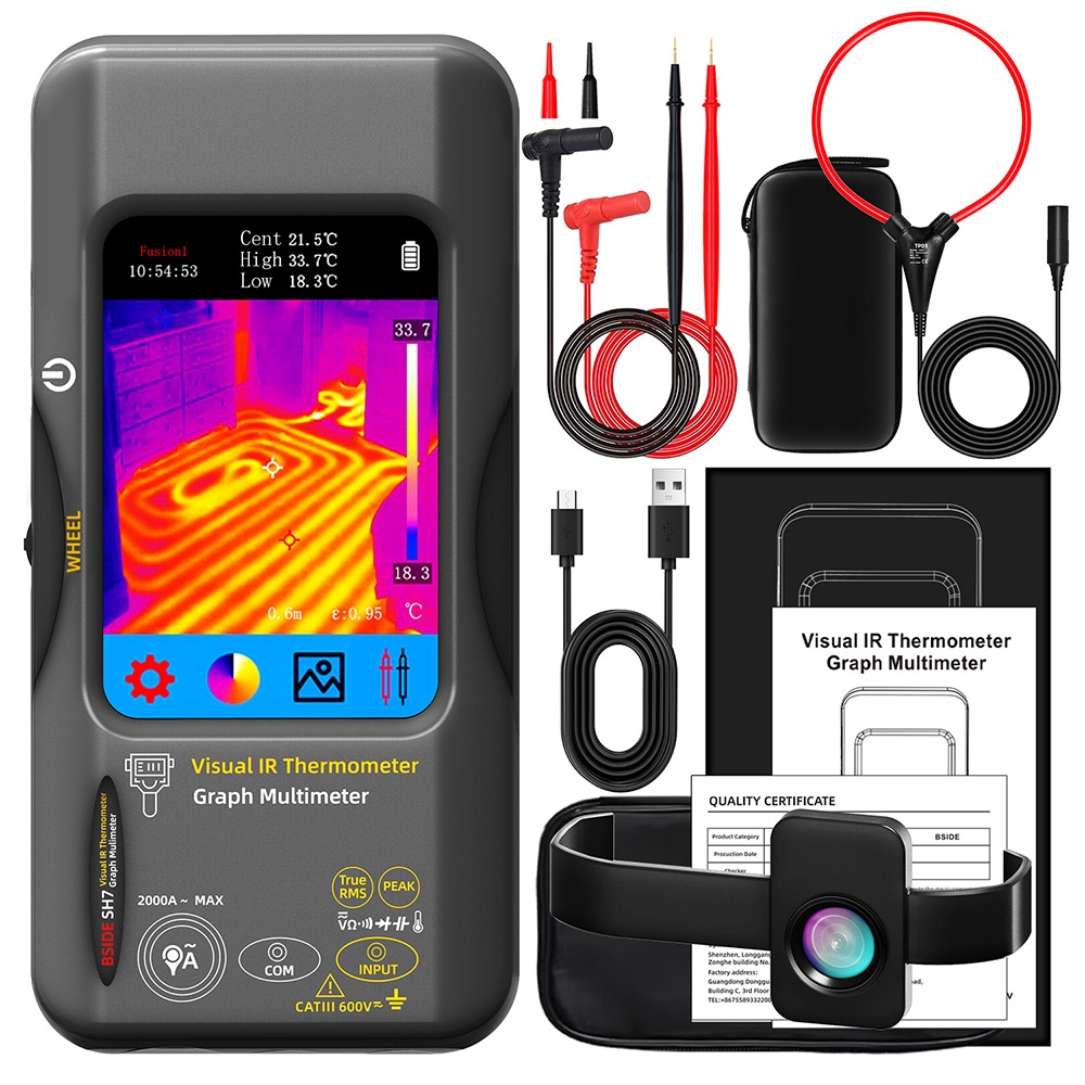 BSIDE SH7 Infrared Thermal Imager Multimeter 240x240Pixel 15 Color Modes 3 98' TFT Touch Screen USB Rechargeable Battery O