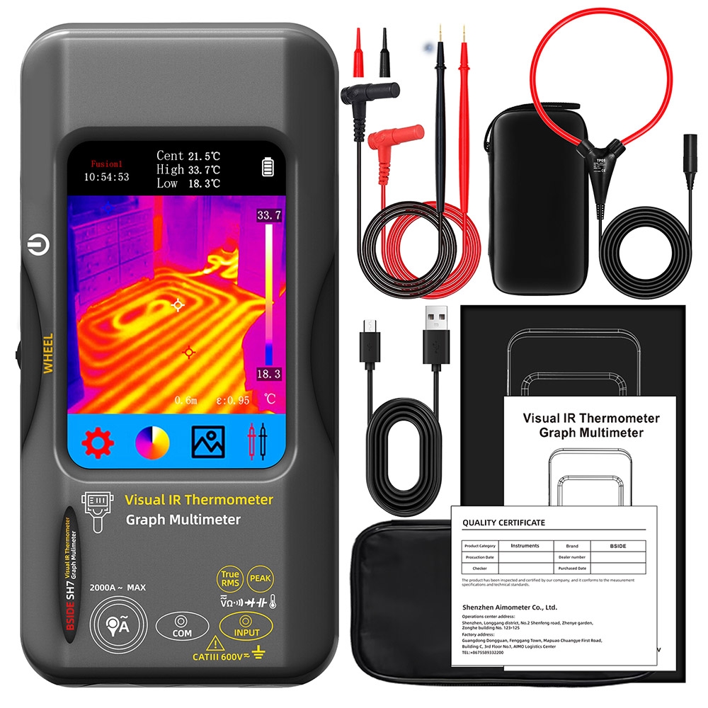 BSIDE SH7 Infrared Thermal Imager Multimeter 240x240Pixel 15 Color Modes 3 98' TFT Touch Screen USB Rechargeable Battery O