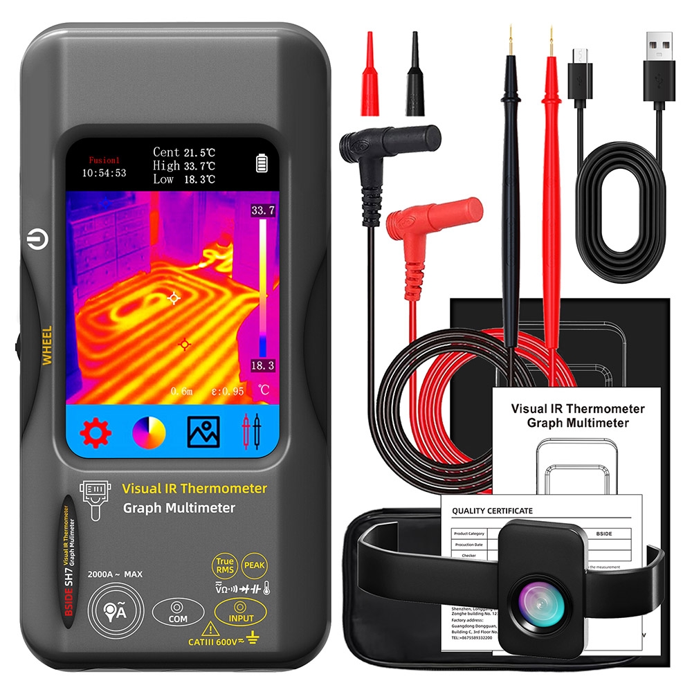 BSIDE SH7 Infrared Thermal Imager Multimeter 240x240Pixel 15 Color Modes 3 98' TFT Touch Screen USB Rechargeable Battery O