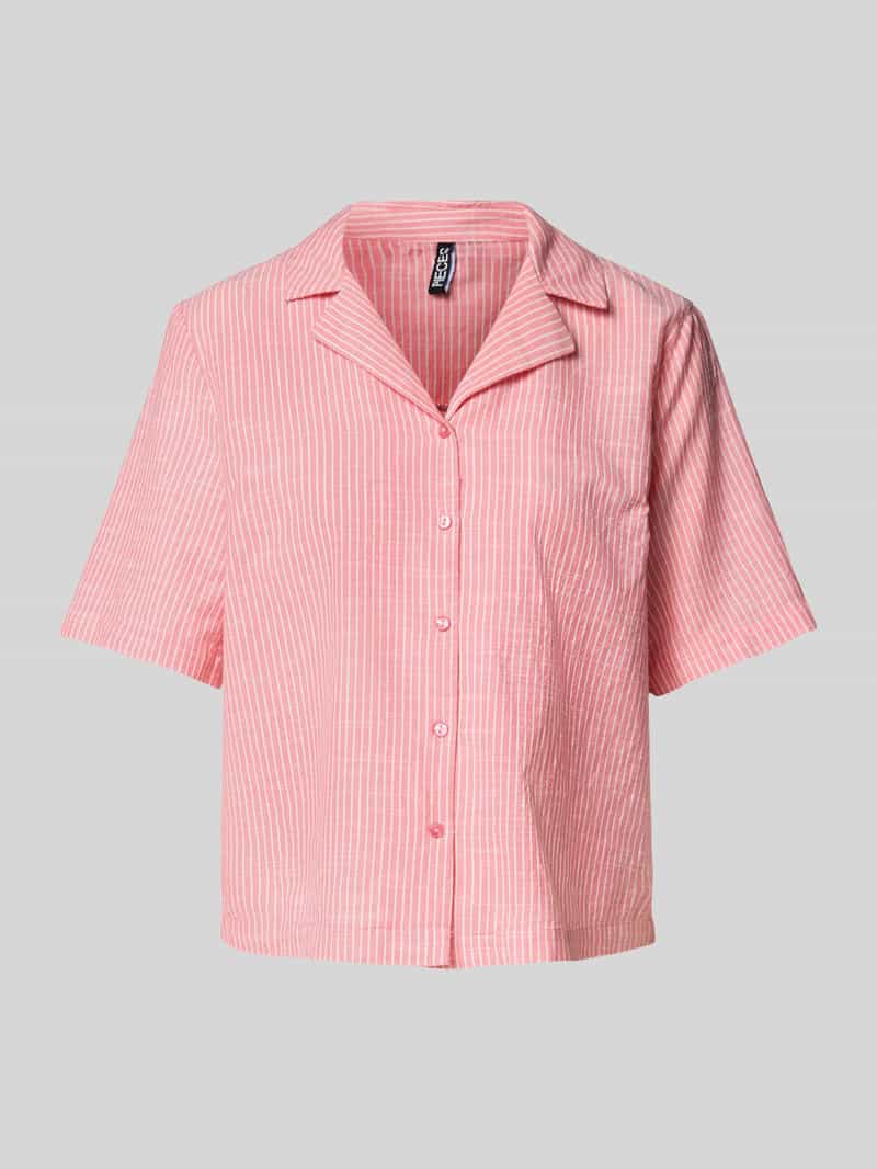 Bluzka koszulowa o kroju regular fit z mieszanki bawełny i lnu model ‘PIA’