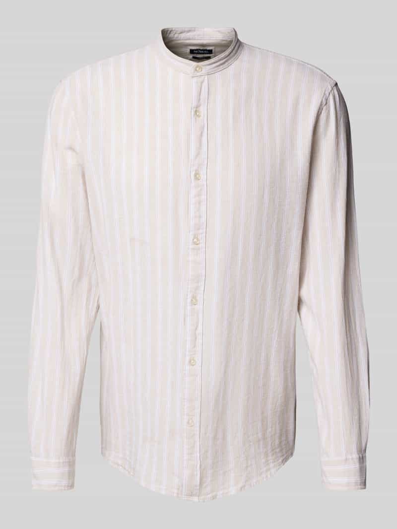 Koszula casulowa o kroju slim fit z mieszanki lnu ze stójką