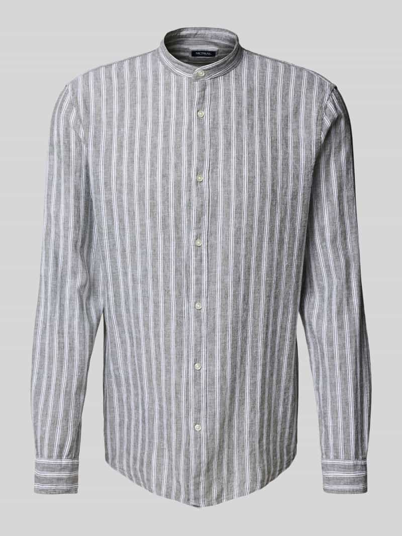 Koszula casulowa o kroju slim fit z mieszanki lnu ze stójką